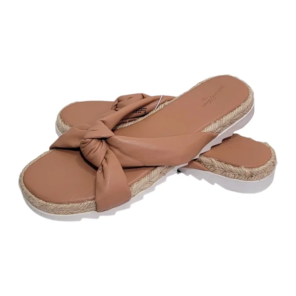 Universal Thread Warm Tan Dena Knotted Slip On Faux Leather Sandals Size 9 NWT - Picture 11 of 11